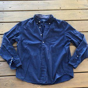 AE Navy and White Polka Dot Button Down
